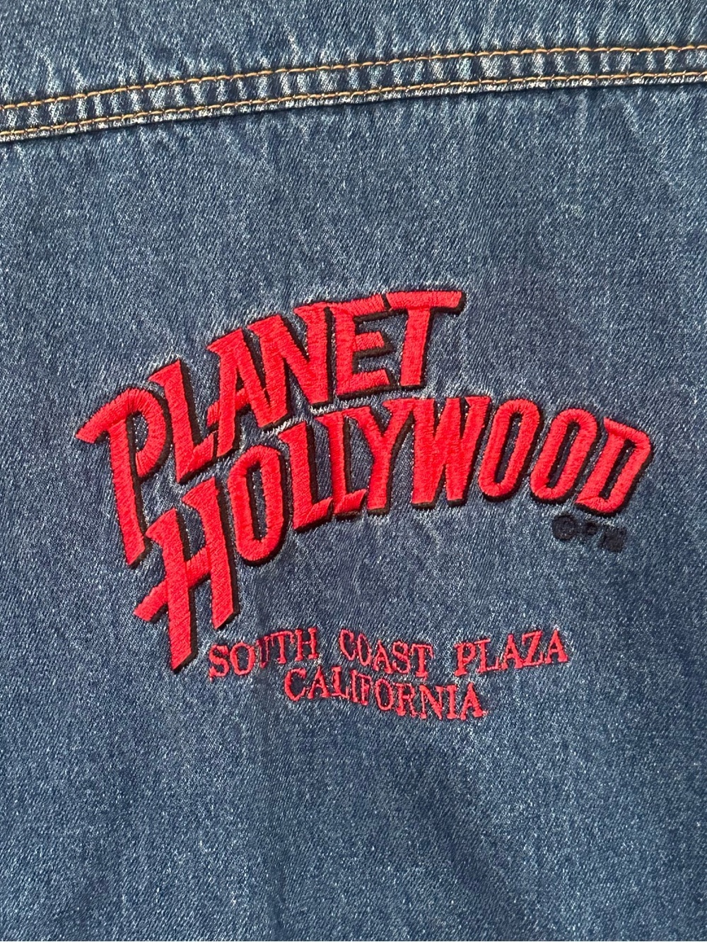Vintage 90s Planet Hollywood South Coast Plaza Denim Jacket Size 12 - Picture 6 of 14